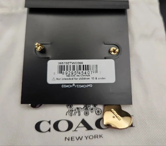 Coach Gold and Silver Heart Earrings NWT - Picture 2 of 3